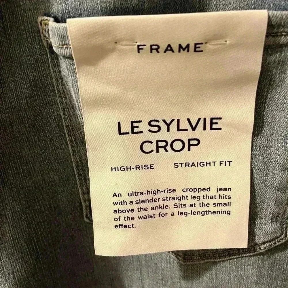 NWT FRAME Denim Sylvie cropped distressed mid-rise straight-leg jeans 29 - Picture 7 of 11